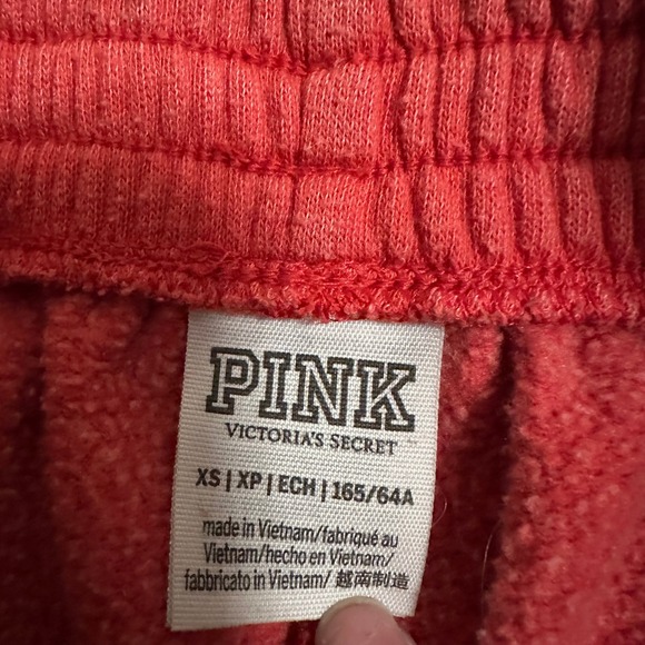 PINK Victoria's Secret Womens XS Faded Red Jogger Sweatpants High Rise Relaxed - Picture 6 of 8
